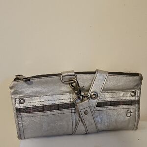 MATT & NAT Silver BAG VEGAN LEATHER CLUTCH RECTANGLE